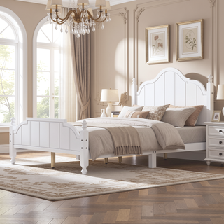 Sunvega Vintage Queen Bed Frame with Headboard and Slats Support