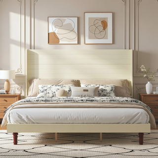 Sunvega Stylish High Headboard Bed with 54 Inch Design for Reading and Relaxing