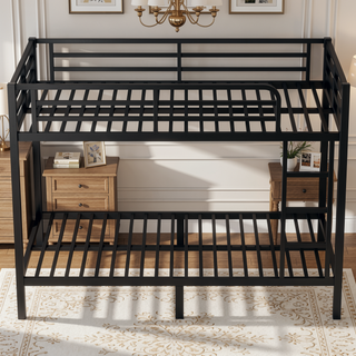 Sunvega Metal Full over Full Bunk Bed for Teens and Adults with Noise Reduction and Storage