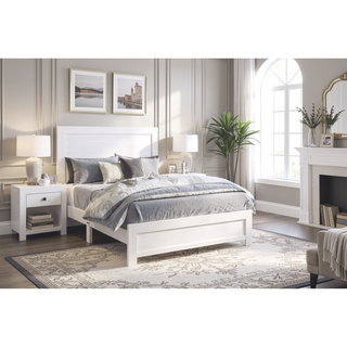 Sunvega Natural Finish Full Bed with Headboard Footboard and Rails