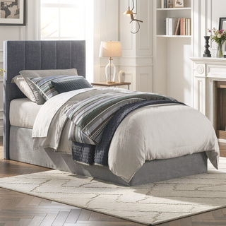 Sunvega Gray Fabric Upholstered Padded Vertical Channel Tufted Twin Headboard