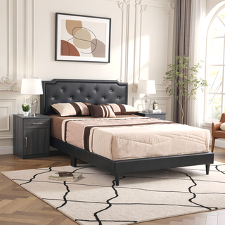 Sunvega Stylish Casual Gray Queen Bed Frame with Durable Support