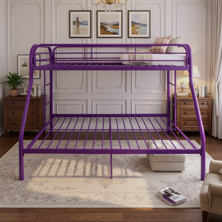 Sunvega Twin/Full Metal Bunk Bed with Slat System and Guardrail