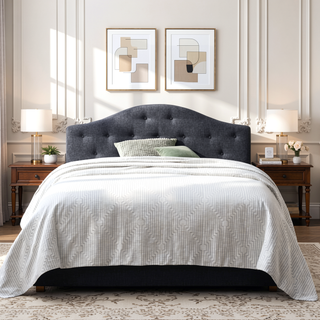 Sunvega Mid-Rise King Upholstered Headboard with Button Tufting and Modern Elegant Design