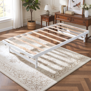 Sunvega Full Size Platform Bed with Adjustable Trundle and Headboard in Gray