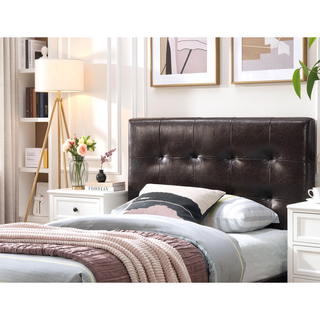 Sunvega Queen Size Brown Faux Leather Contemporary Rectangle Headboard