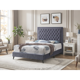 Sunvega Stylish Casual Gray Queen Bed Frame with Durable Support