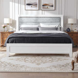Sunvega White Queen Upholstered Bed with Modern LED Accent Lighting