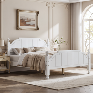 Sunvega Vintage Queen Bed Frame with Headboard and Slats Support
