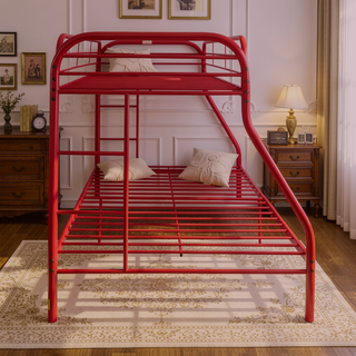 Sunvega Twin/Full Metal Bunk Bed with Slat System and Guardrail
