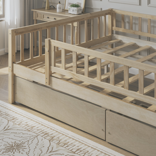 Sunvega Twin Size Daybed with Two Drawers Made of Solid Pine Wood