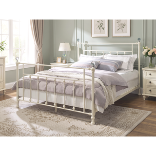 Sunvega Elegant Spindle Design Full Bed with Sturdy Metal White Finish