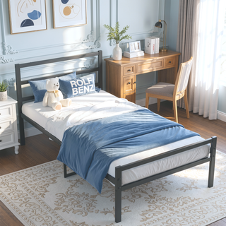 Sunvega Metal Platform Bed Frame with Headboard for Modern Bedroom No Box Spring