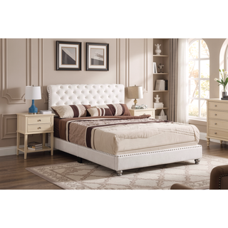 Sunvega Transitional White Full Bed Frame with Durable Build for Bedroom