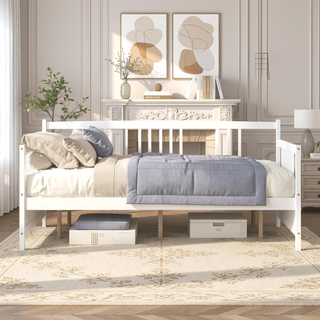 Sunvega Full Size Daybed with Support Legs and Additional Storage Space in White