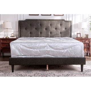 Sunvega Full Bed with Chic Tufted Headboard and Vibrant Blue Hue in One Box