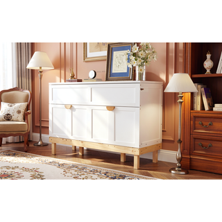 Sunvega Espresso Full Size Murphy Bed with USB Port and Large Drawer for Space Saving