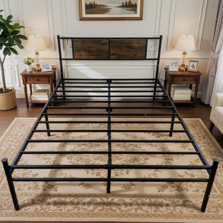 Sunvega Victorian Vintage Queen Bed Frame with Headboard and Footboard
