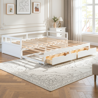 Sunvega Extending Daybed with Trundle for Spontaneous Guests from Twin to King Size