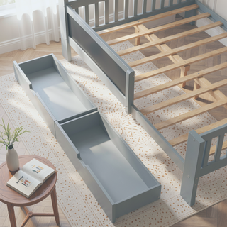 Sunvega Twin Solid Wood Platform Bed with Chalkboard Headboard and Storage Drawers