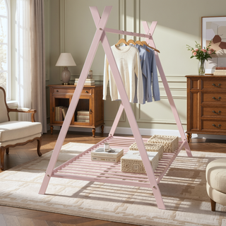 Sunvega Pink Twin Size Metal House Bed Frame with Slat Base for Kids