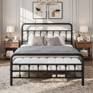 Sunvega Full Metal Bed with Sturdy Steel Structure for Modern Bedroom