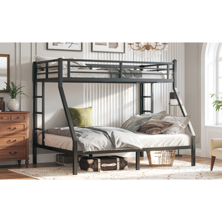 Sunvega Twin XL over Queen Metal Bunk Bed with Noise Reduction for Teens and Adults