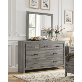 Sunvega Dark Gray Finish Transitional Look 1pc Dresser of 7 Drawers Industrial Rustic Modern Style Bedroom Furniture