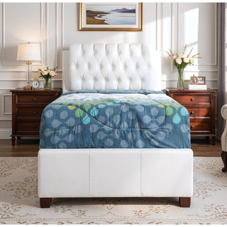 Sunvega Modern White Twin Bed with Sleek Finish for Contemporary Bedroom