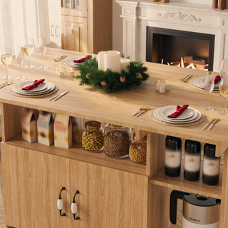 Sunvega Multi-Functional Folding Table with Storage Shelves and Wheels for Small Spaces