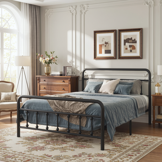 Sunvega Full Metal Bed with Sturdy Steel Structure for Modern Bedroom