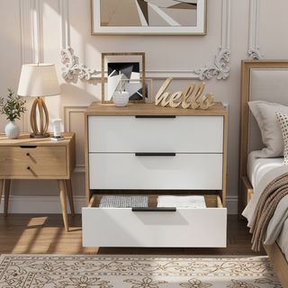 Sunvega Kaia 3 Drawer Dresser with Open Display Top and Large Storage