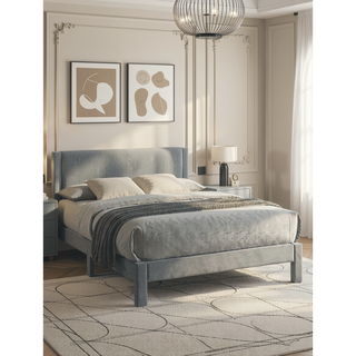 Sunvega Pink Ribbed Upholstered Headboard with Low-Profile Frame for Youth Bedroom