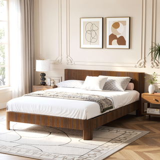 Sunvega Queen Size Bed Frame with Storage Headboard and Built-in Charging Station