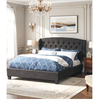 Sunvega Modern Contemporary Wing Back Button Tufted Adjustable King Size Platform Bed