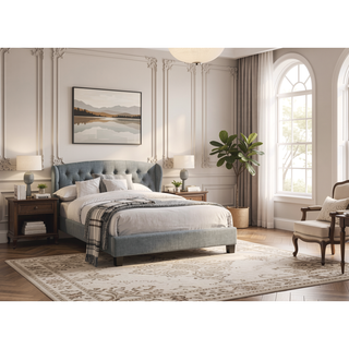 Sunvega Modern Contemporary Eastern King Size Wing Back Button Tufted Adjustable Headboard
