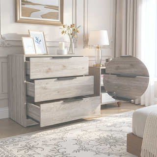 Sunvega Kaia 3 Drawer Dresser with Open Display Top and Large Storage