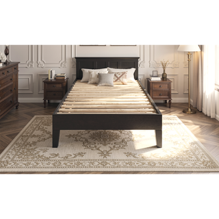 Sunvega Twin Platform Bed with 14-Slat Support System in Black