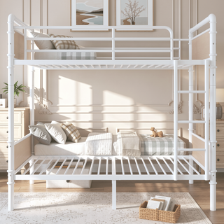 Sunvega Industrial Twin XL over Twin XL Metal Bunk Bed with Safety Rails and Ladder