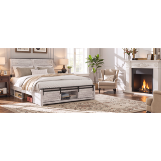 Sunvega Queen Bed Frame with Upholstered Headboard and LED Lighting Charging Station