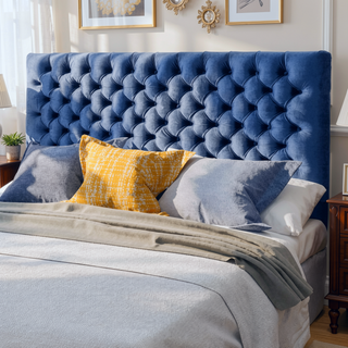 Sunvega Modern Button Tufted Upholstered Queen Size Bed Headboard with Adjustable Legs