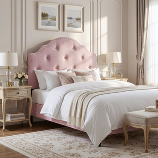 Sunvega Upholstered Twin Size Headboard with Button Tufted Diamond Stitch and Nailhead Trim