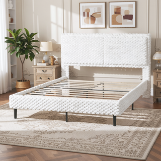 Sunvega Plush Soft Bed with Dual-Zone Backrest for Bedroom, Queen Size