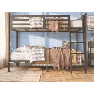 Sunvega Twin Over Full Metal Bunk Bed for Kids with Sturdy Platform Frame