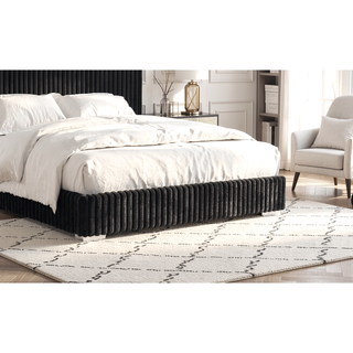 Sunvega Contemporary White Fur Chenille Fabric Mattress Ready Queen Size Bed