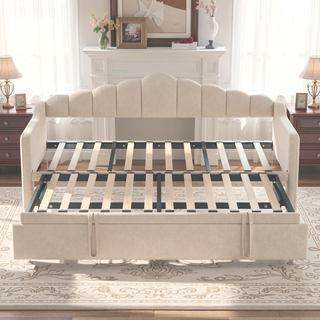Sunvega Twin Size Daybed with Pop Up Trundle and Built-in USB Type-C Charging Ports