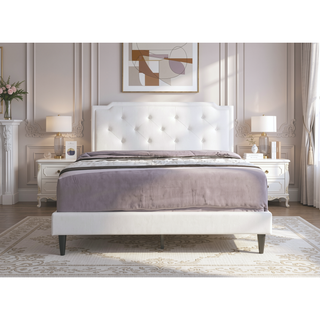 Sunvega Full Bed with Chic Tufted Headboard and Vibrant Blue Hue in One Box