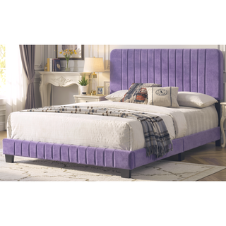 Sunvega Full Bed with Chic Tufted Headboard and Vibrant Blue Hue in One Box