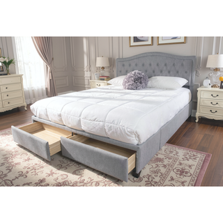 Sunvega King Upholstered Storage Bed with 2 Drawers and Polyester Fabric