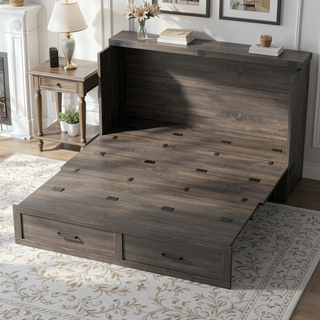 Sunvega Queen Murphy Bed Cabinet with Charging Station and Storage Drawer